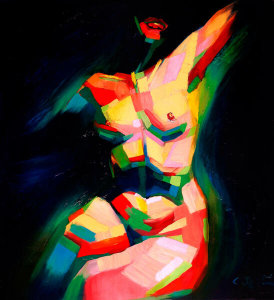 Corne Akkers - Cubistic Sitting Nude (2014)