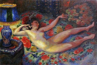 Felix Bracquemond - Nude With a Blue Lamp